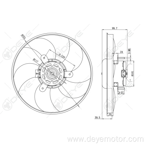 Cooling radiator fan for FIAT PALIO